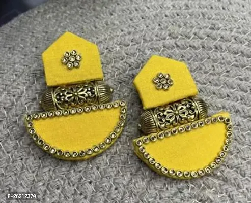 Contemporary Fabric Beads And Kundan Earrings For Women And Girls
