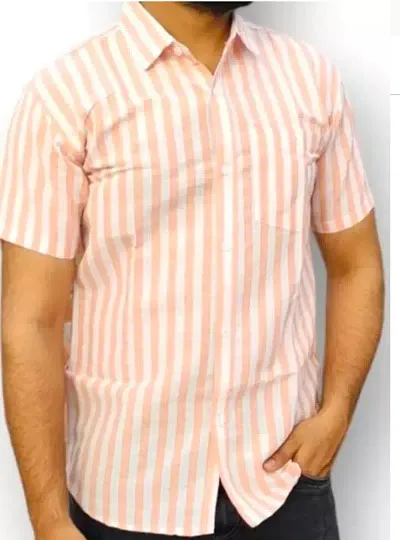 Elegant Khadi Striped Short Sleeves Casual Shirts For Men