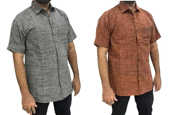 Trendy Multicoloured Cotton Blend Short Sleeves Regular Fit Printed Casual Shirt For Men Pack Of 2