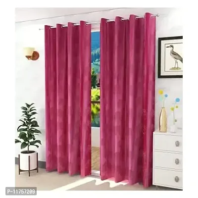 Stylish Pink Polyester Window Curtains- 2 Pieces