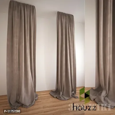 Stylish Brown Polyester Window Curtains- 2 Pieces