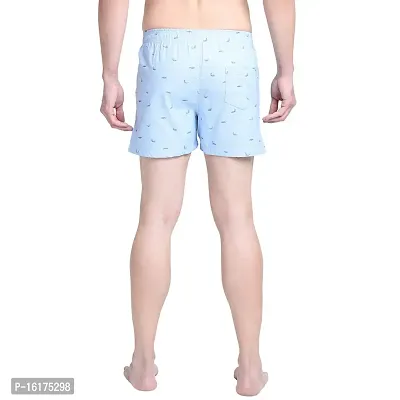 Men's Sky Blue with Fish Print Boxer Shorts-thumb3