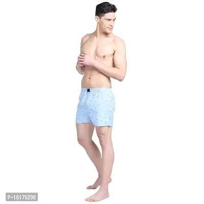 Men's Sky Blue with Fish Print Boxer Shorts-thumb4