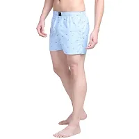 Men's Sky Blue with Fish Print Boxer Shorts-thumb1