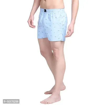 Men's Sky Blue with Fish Print Boxer Shorts-thumb2