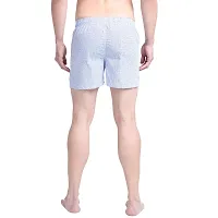 SPRNG Men's White Cotton Boxers with Blue Lines-thumb2