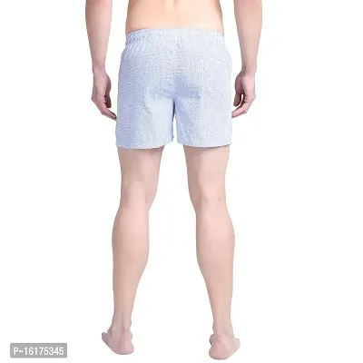 SPRNG Men's White Cotton Boxers with Blue Lines-thumb3