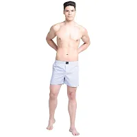 SPRNG Men's White Cotton Boxers with Blue Lines-thumb3