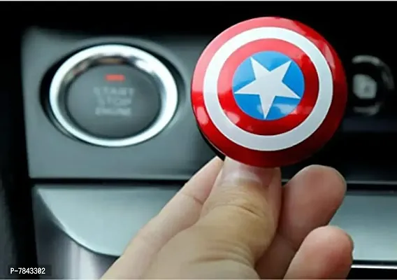 Full Metal Universal Car Engine Start Stop Switch Butt (Captain America)