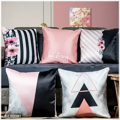 Satin Cushion Cover Set of 5 | Pillow Covers 16x16 inches