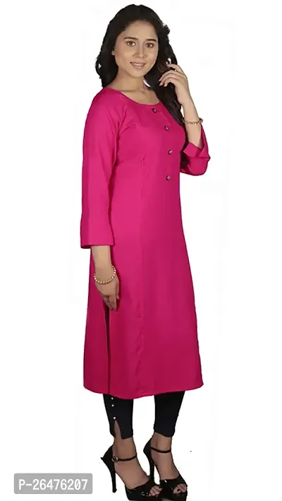 A-Line Pink Solid Rayon Kurta Pack of 3-thumb2