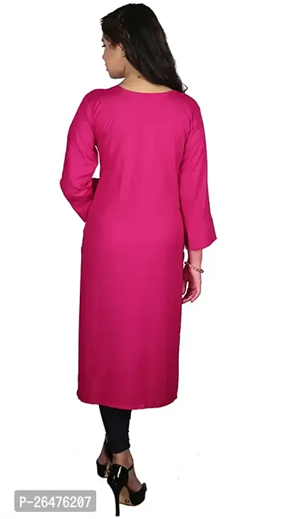 A-Line Pink Solid Rayon Kurta Pack of 3-thumb3