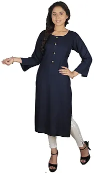 A-Line Blue Solid Rayon Kurta Pack of 2-thumb2