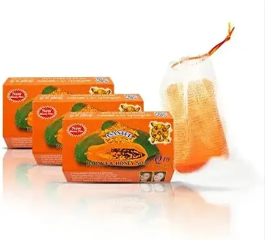 Asantee Papaya And Honey Skin Whitening Herbal Soap 125 G Pack Of 3Bath Scrubs Soaps