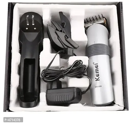 Kemei KM-699 Professional Rechargeable Hair Clipper Trimmer for Men  Women (Silver)