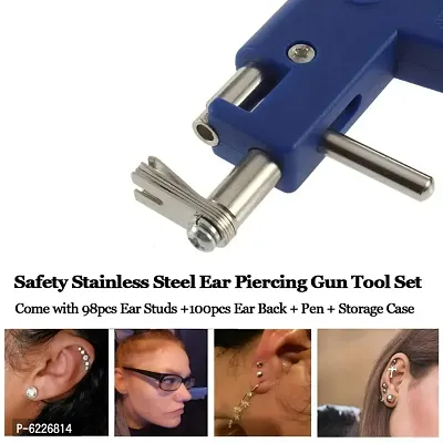 Plastic Professional Steel Ear Nose Body Piercing Gun Shots Tool Kit Set-thumb4