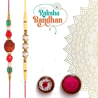 Designer Rakhi Set of 2 with Roli Chawal-thumb3