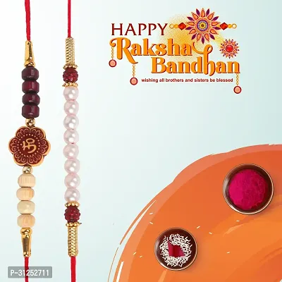 Designer Rakhi Set of 2 with Roli Chawal-thumb3