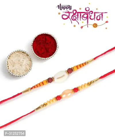 Designer Rakhi Set of 2 with Roli Chawal-thumb0