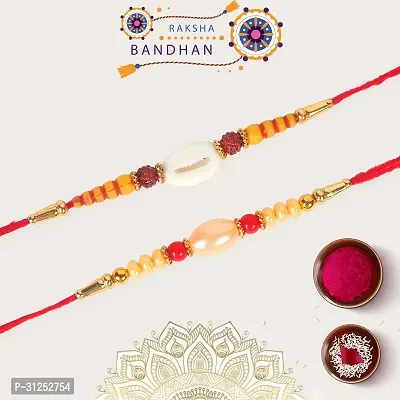 Designer Rakhi Set of 2 with Roli Chawal-thumb3