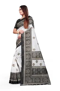 Designer Art Silk Printed White Saree with Blouse piece For Women-thumb1