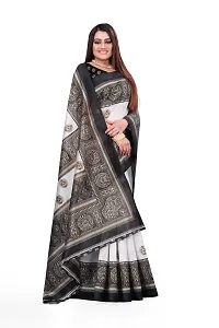 Designer Art Silk Printed White Saree with Blouse piece For Women-thumb2
