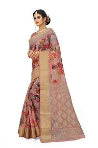 Designer Art Silk Printed Pink Saree with Blouse piece For Women-thumb1