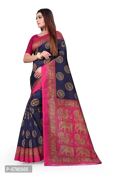 Designer Art Silk Printed Blue Saree with Blouse piece For Women-thumb2