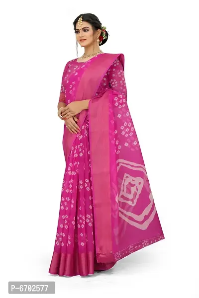 Designer Cotton Printed Pink Saree with Blouse piece For Women-thumb3