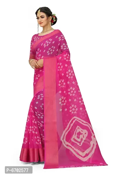 Designer Cotton Printed Pink Saree with Blouse piece For Women-thumb2