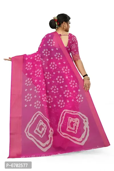 Designer Cotton Printed Pink Saree with Blouse piece For Women-thumb4