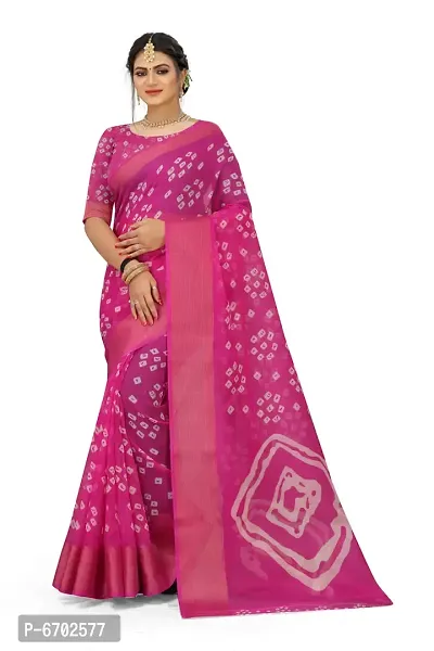 Designer Cotton Printed Pink Saree with Blouse piece For Women-thumb0