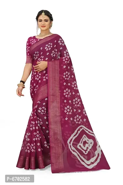 Designer Cotton Printed Purple Saree with Blouse piece For Women