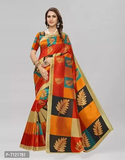 Beautiful  Multicolour Art Silk Printed Saree