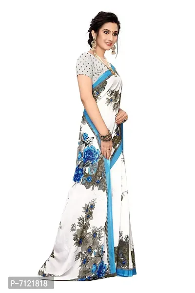 Beautiful  Sky Blue Colour Georgette Floral Printed Saree-thumb5