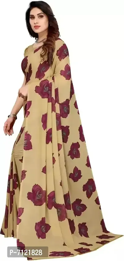 Beautiful Beige Colour Georgette Printed Saree-thumb3