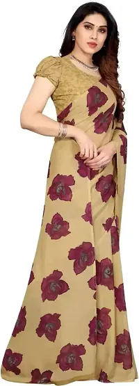 Beautiful Beige Colour Georgette Printed Saree-thumb1