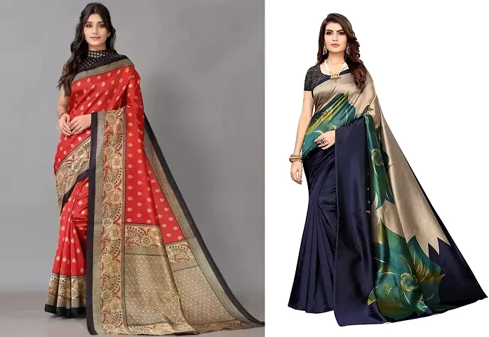 Pack Of 2 Printed Art Silk Saree with Blouse piece