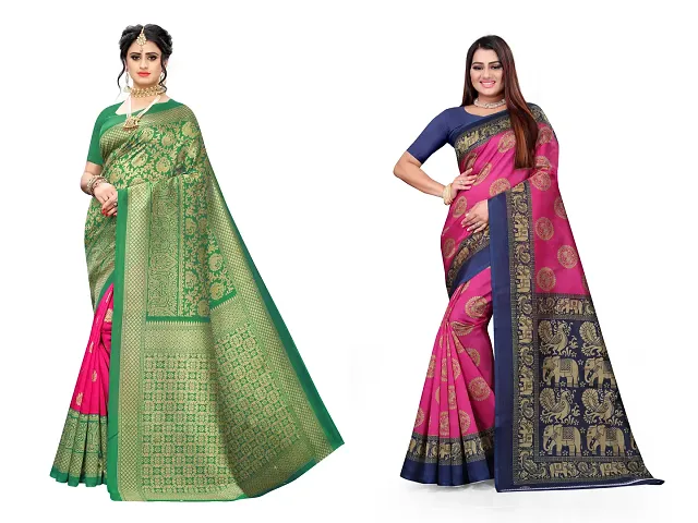 Pack Of 2 Trendy Art Silk Printed Saree With Blouse Piece