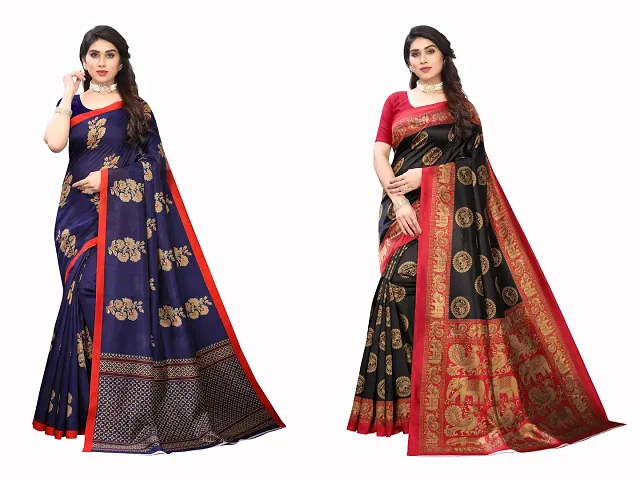 Pack Of 2 Trendy Art Silk Printed Saree With Blouse Piece