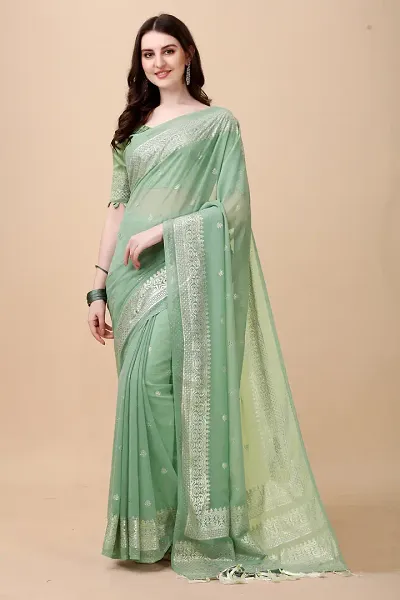 Trending Silk Blend Saree with Blouse piece
