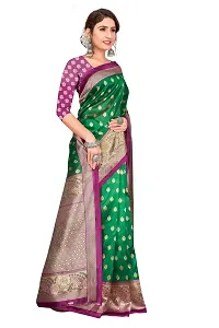 Stylish Art Silk Green Self Pattern Saree with Blouse piece For Women-thumb2