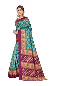 Stylish Art Silk Green Self Pattern Saree with Blouse piece For Women-thumb1