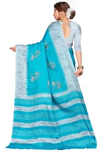 Stylish Khadi Silk Blue Printed Saree with Blouse piece For Women-thumb3