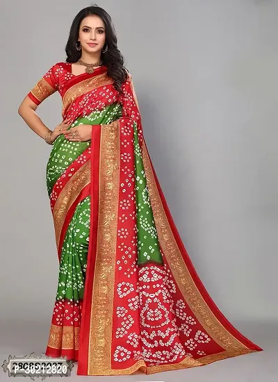 Stylish Multicoloured Art Silk Printed Saree with Blouse piece For Women-thumb0