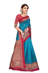 Stylish Art Silk Teal  Self Pattern Saree with Blouse piece For Women-thumb2