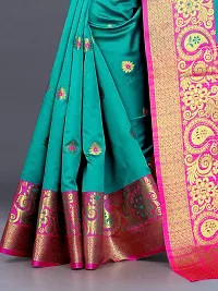 Stylish Banarasi Silk Green Embellished Saree with Blouse piece-thumb2