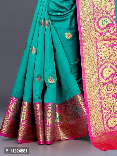 Stylish Banarasi Silk Green Embellished Saree with Blouse piece-thumb3