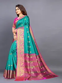 Stylish Banarasi Silk Green Embellished Saree with Blouse piece-thumb1