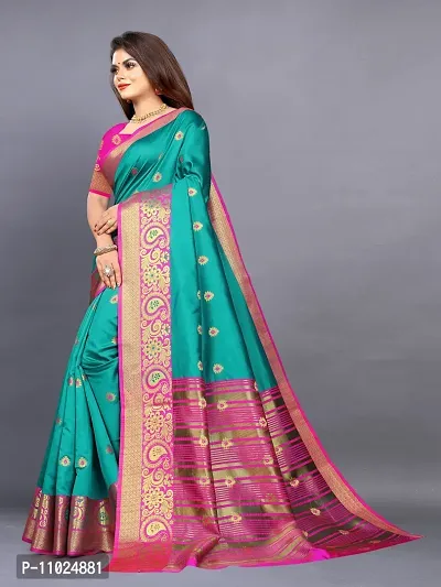 Stylish Banarasi Silk Green Embellished Saree with Blouse piece-thumb2